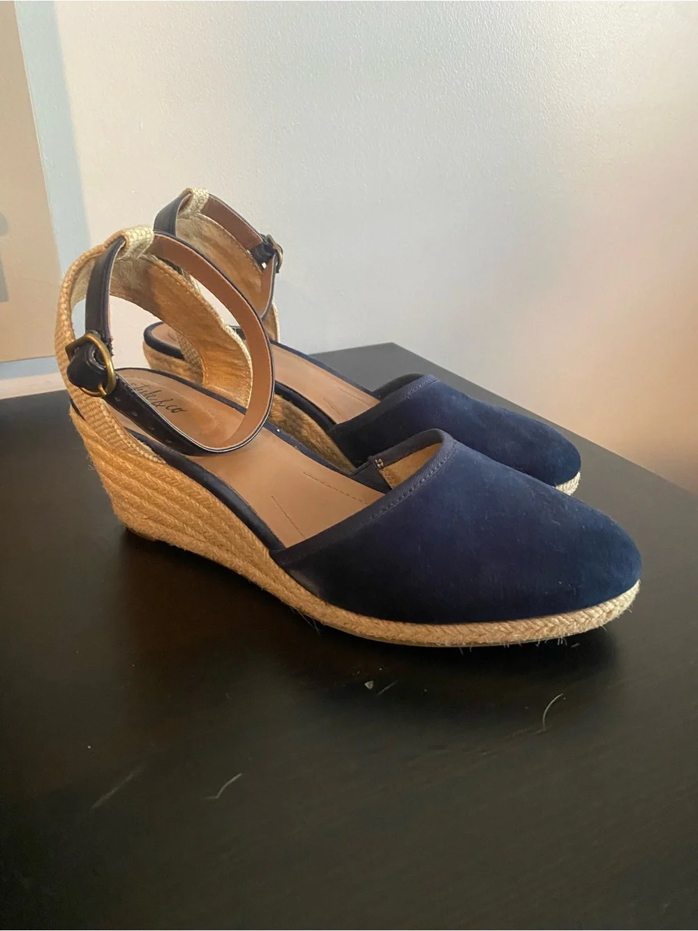 Style & Co. Navy Espadrille Wedge Sandals with Ankle Strap